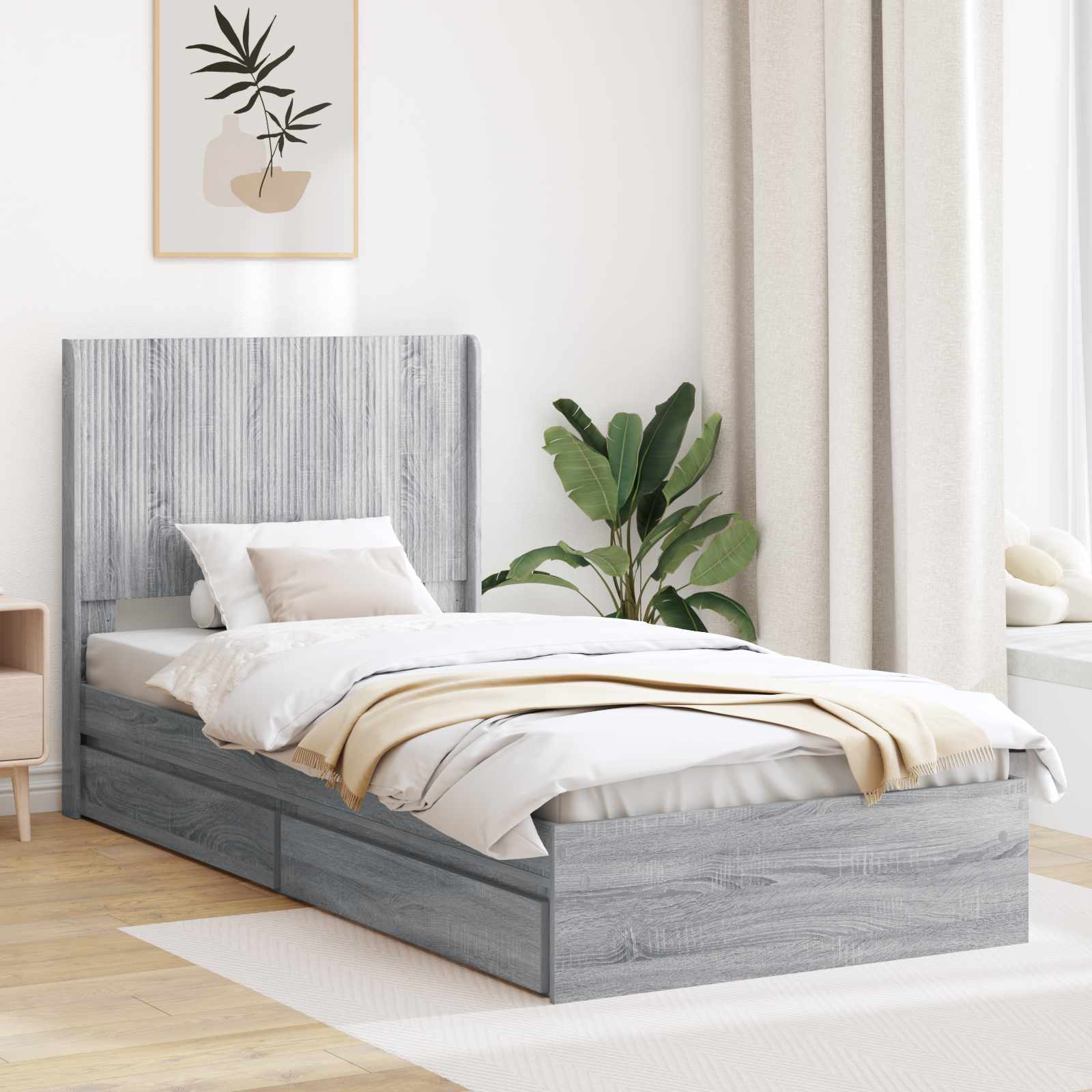 vidaXL Stelaż łóżka z przechowywaniem i zagłówkiem 3 pcs