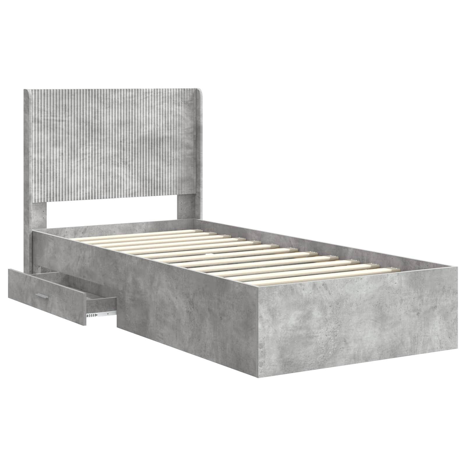 vidaXL Stelaż łóżka z przechowywaniem i zagłówkiem Betonowy szary