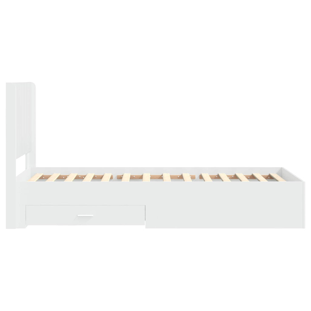 vidaXL Stelaż łóżka z przechowywaniem i zagłówkiem Biały 90 x 190 cm