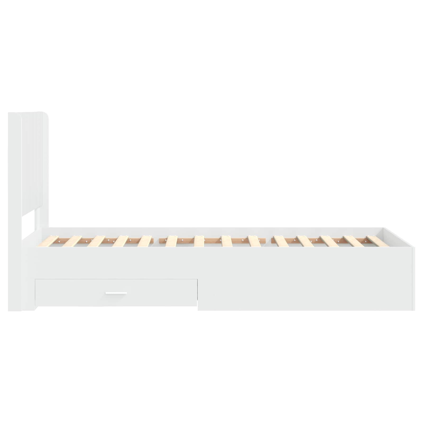vidaXL Stelaż łóżka z przechowywaniem i zagłówkiem Biały 90 x 190 cm
