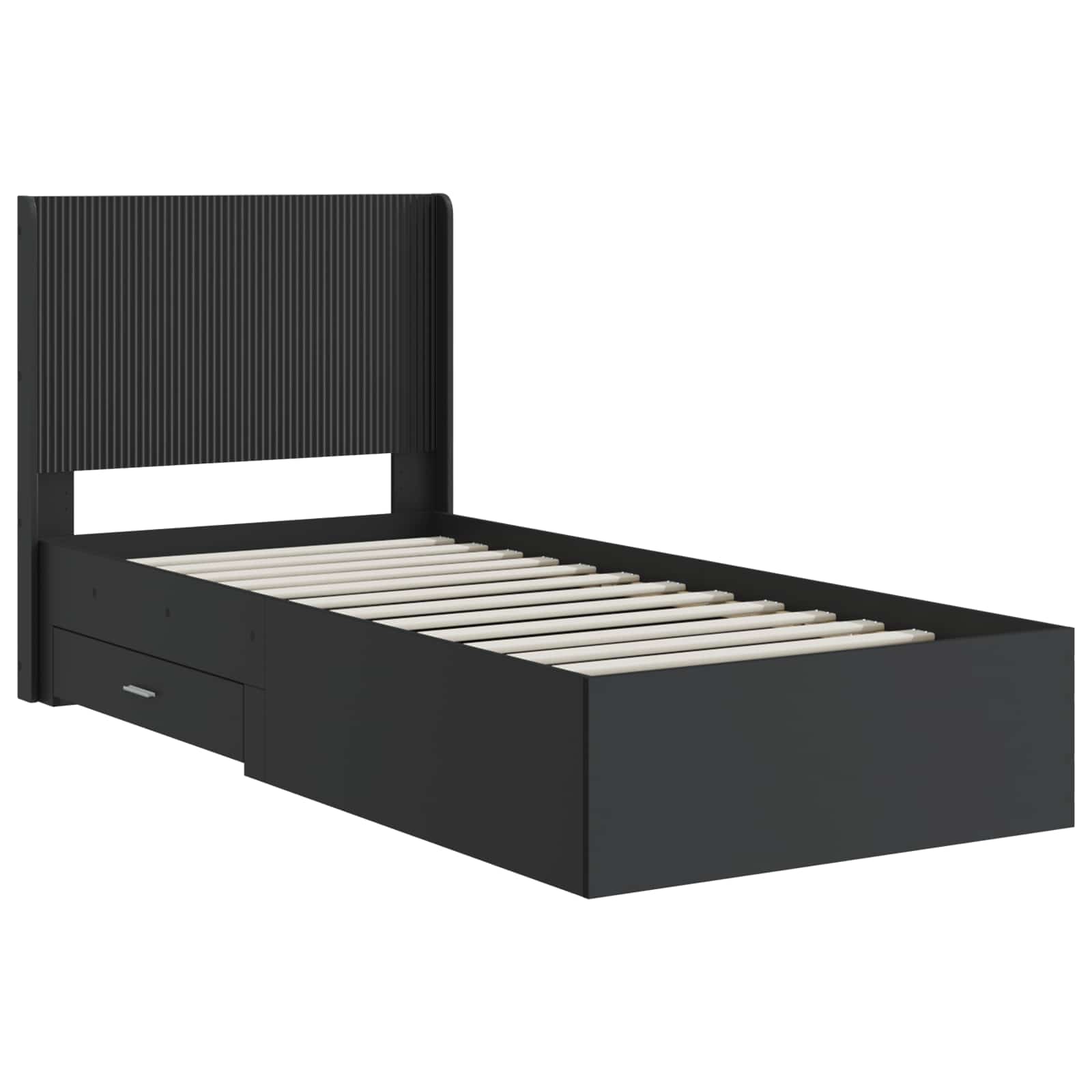 vidaXL Stelaż łóżka z przechowywaniem i zagłówkiem Czarny 75 x 190 cm