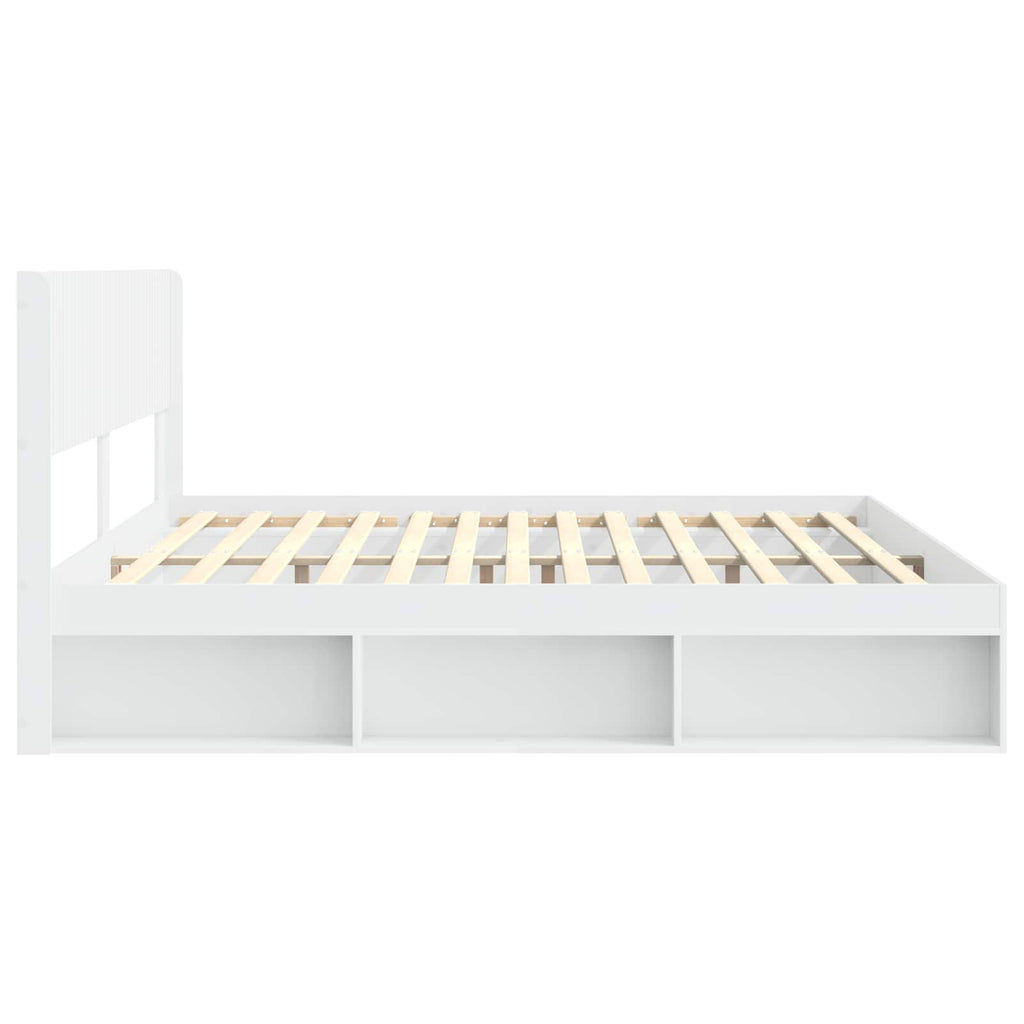 vidaXL Stelaż łóżka z przechowywaniem i zagłówkiem Biały 180 x 200 cm