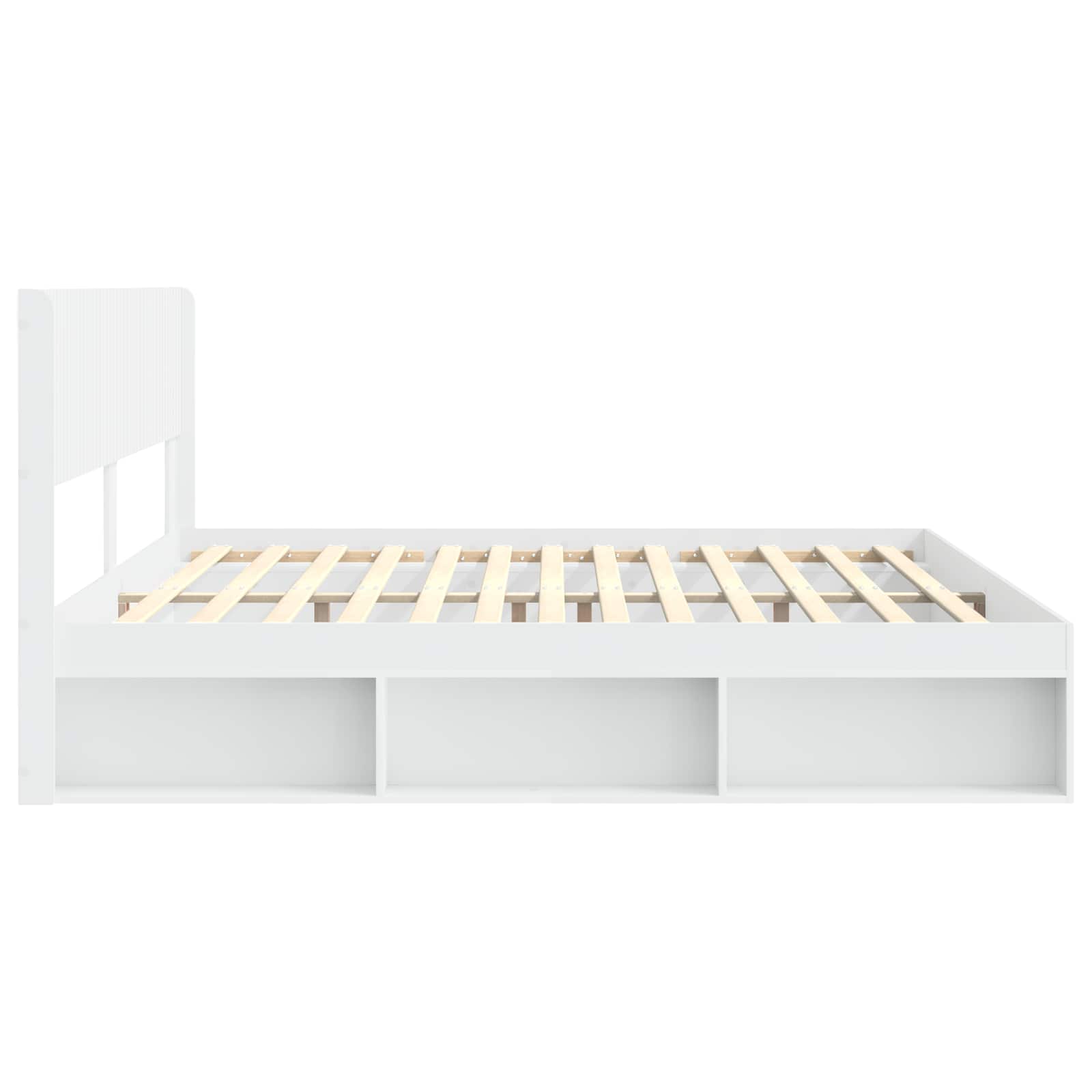 vidaXL Stelaż łóżka z przechowywaniem i zagłówkiem Biały 180 x 200 cm