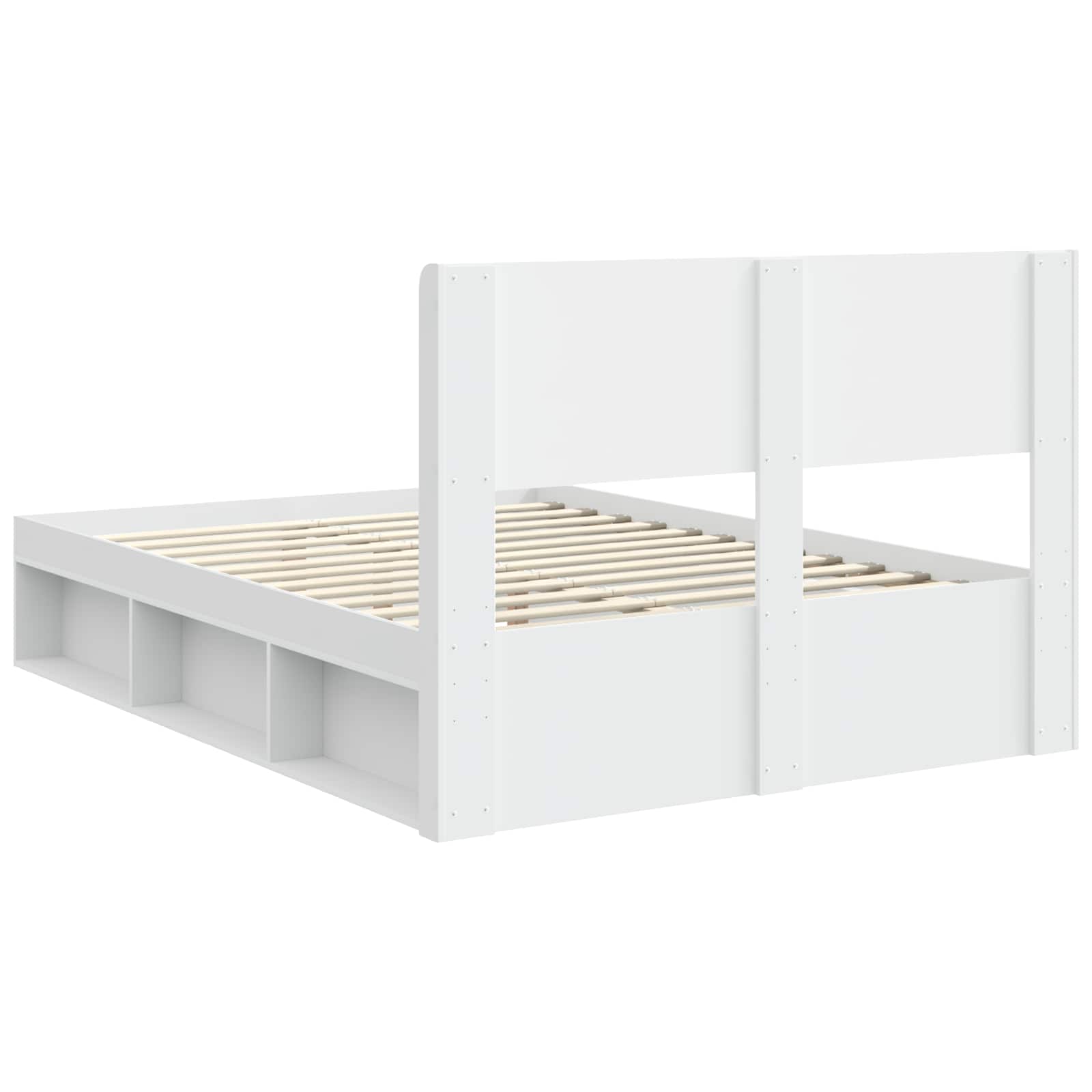 vidaXL Stelaż łóżka z przechowywaniem i zagłówkiem Biały 140 x 200 cm