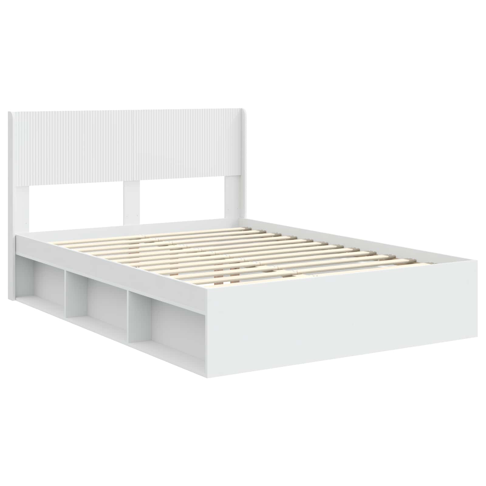 vidaXL Stelaż łóżka z przechowywaniem i zagłówkiem Biały 120 x 200 cm