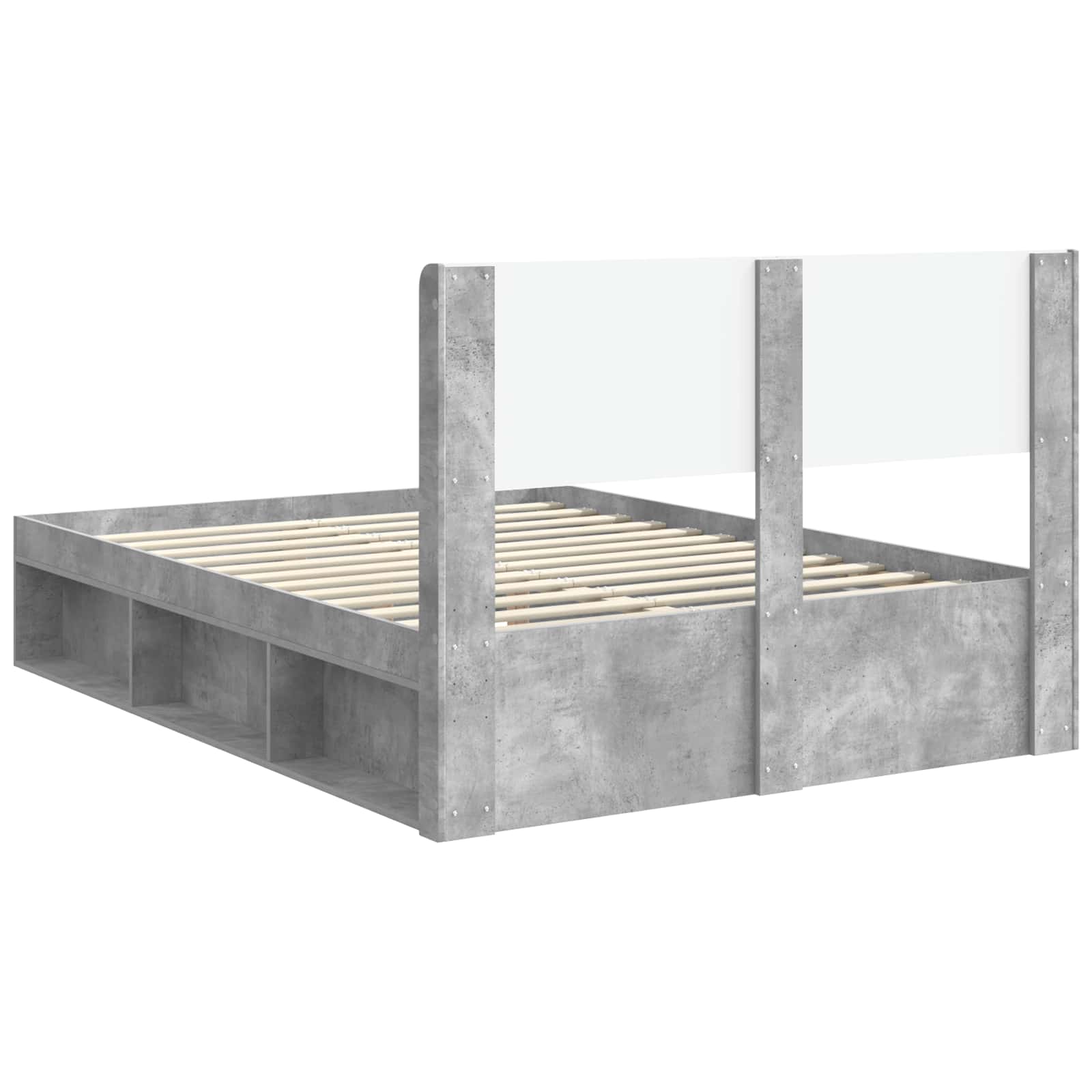 vidaXL Stelaż łóżka z przechowywaniem i zagłówkiem Betonowy szary
