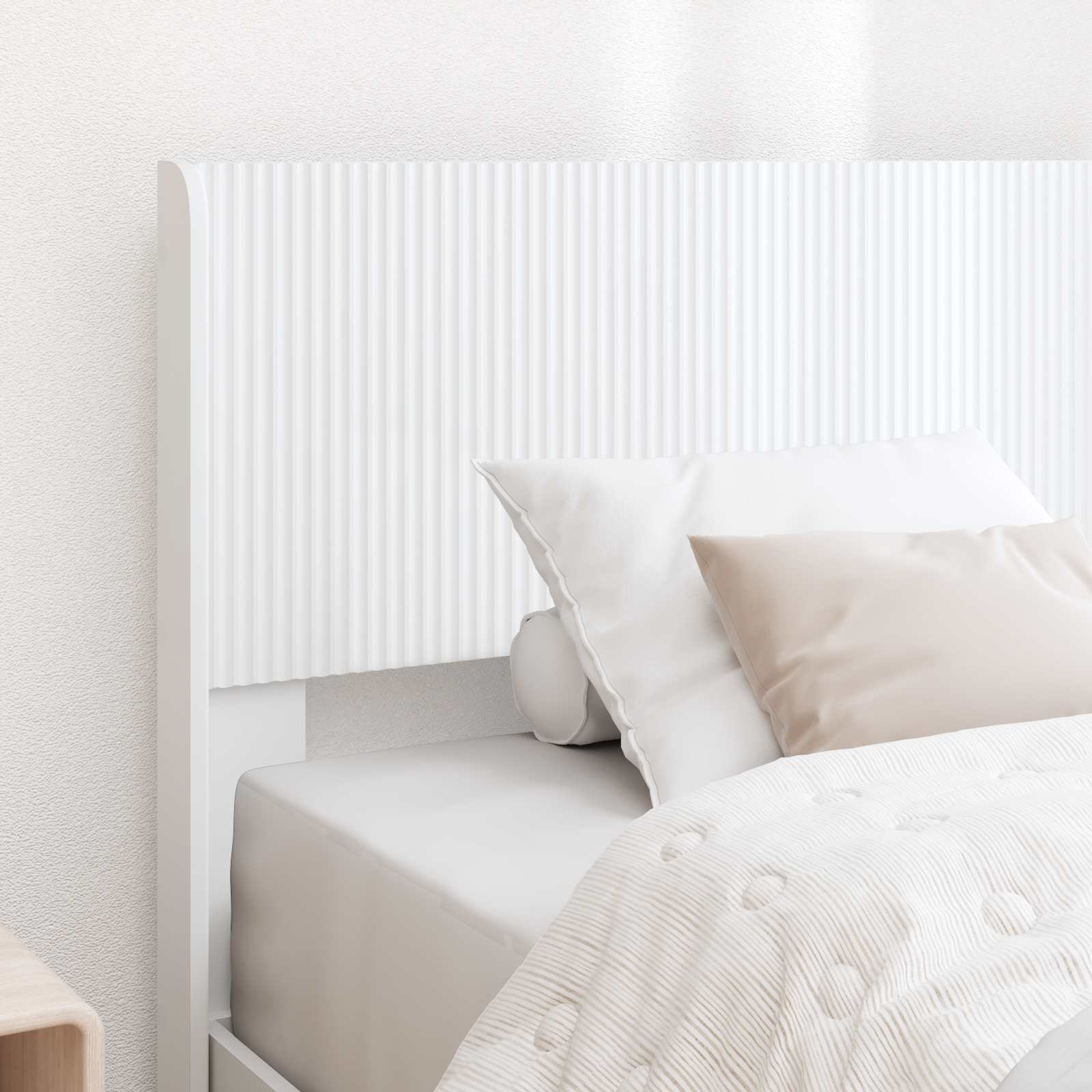 vidaXL Stelaż łóżka z przechowywaniem i zagłówkiem Biały 100 x 200 cm