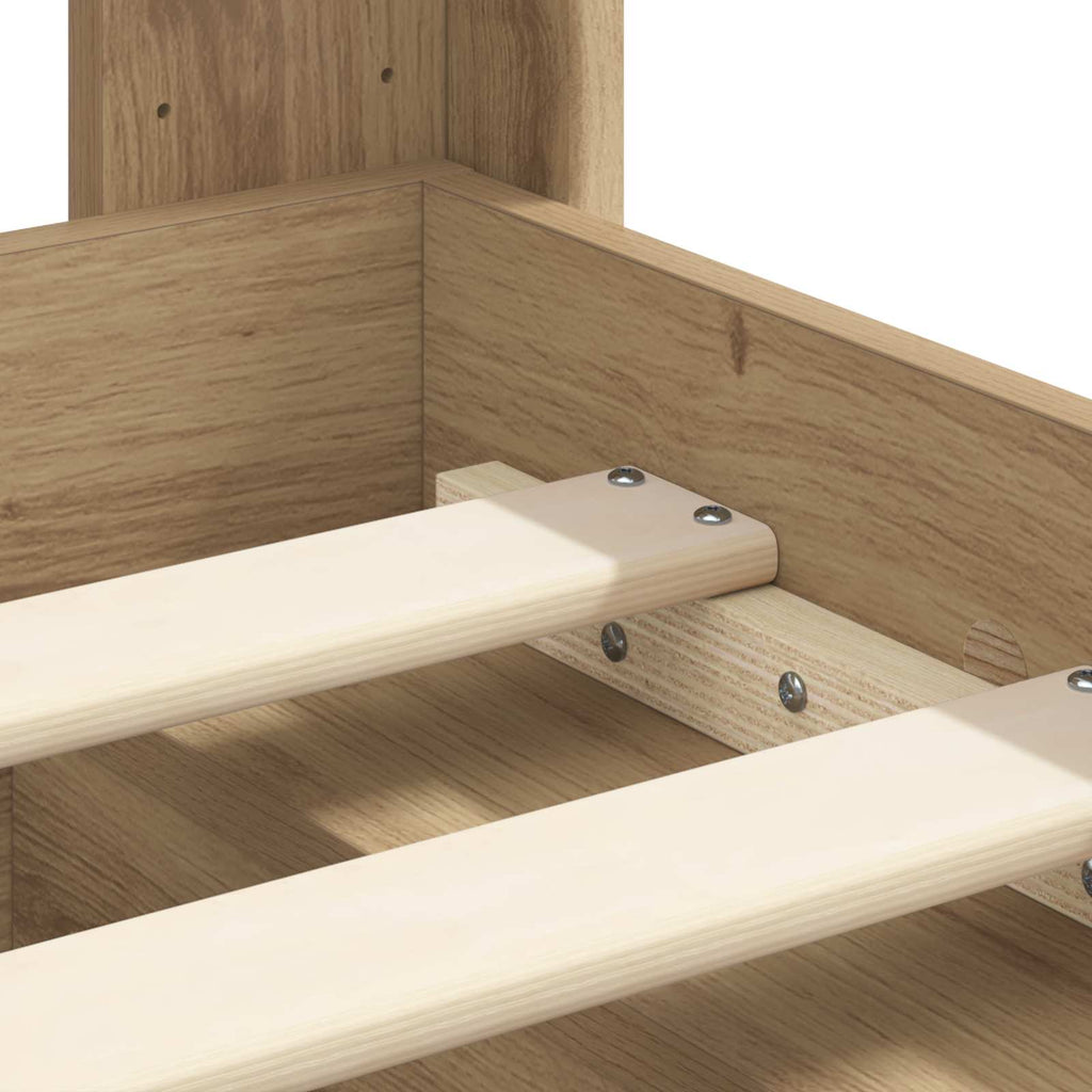 vidaXL Stelaż łóżka z przechowywaniem i zagłówkiem Dąb artisan