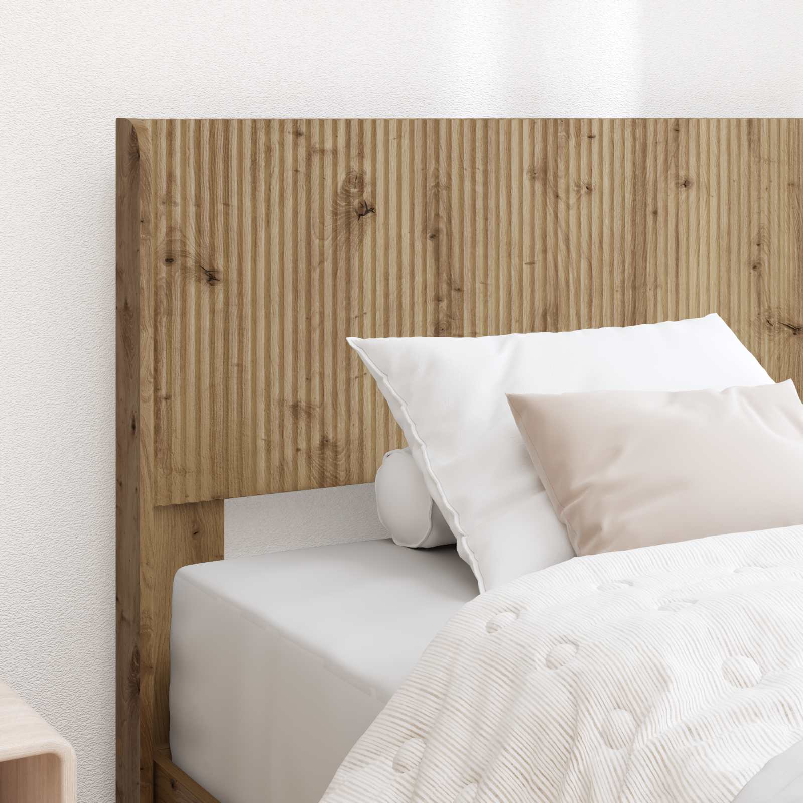 vidaXL Stelaż łóżka z przechowywaniem i zagłówkiem Dąb artisan
