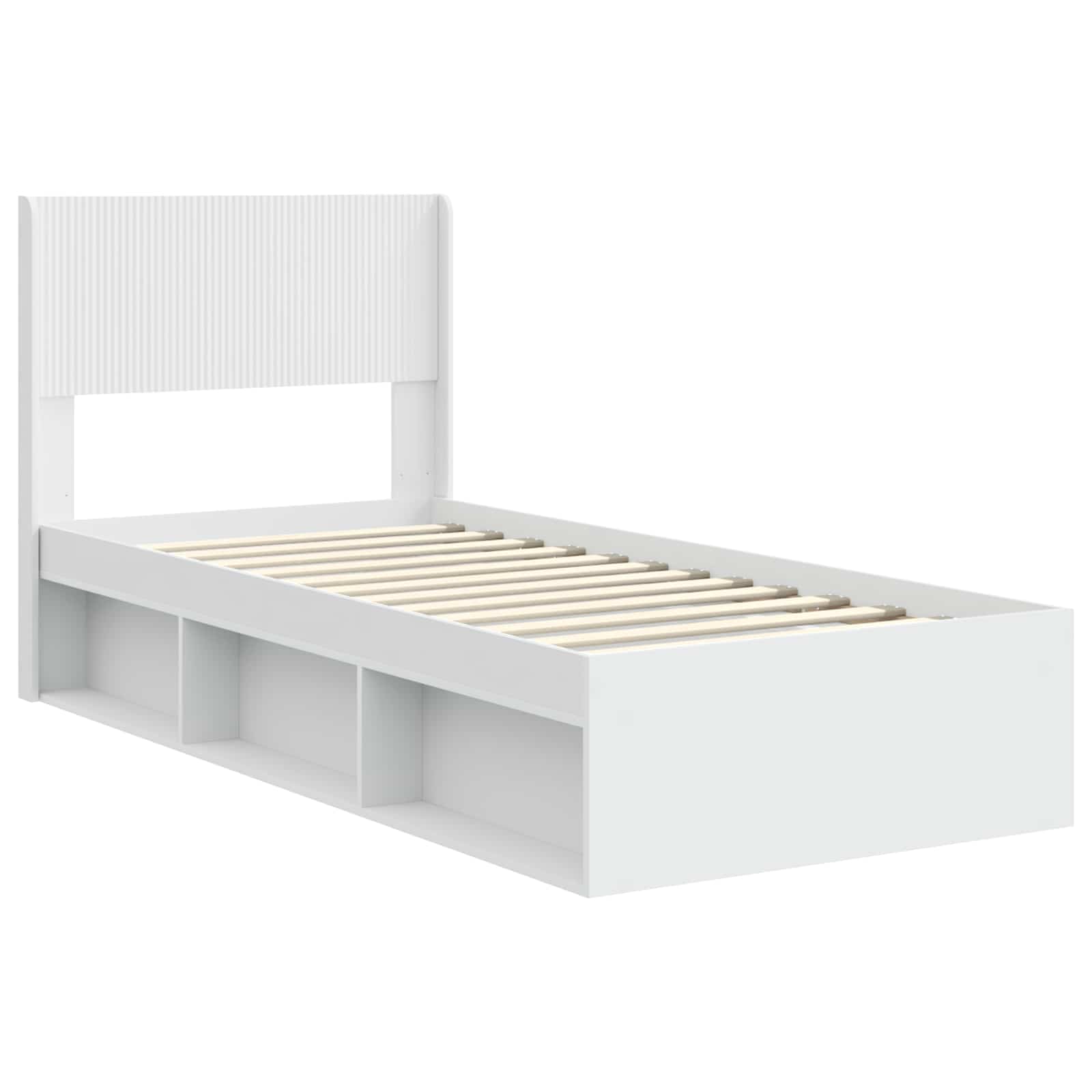 vidaXL Stelaż łóżka z przechowywaniem i zagłówkiem Biały 75 x 190 cm