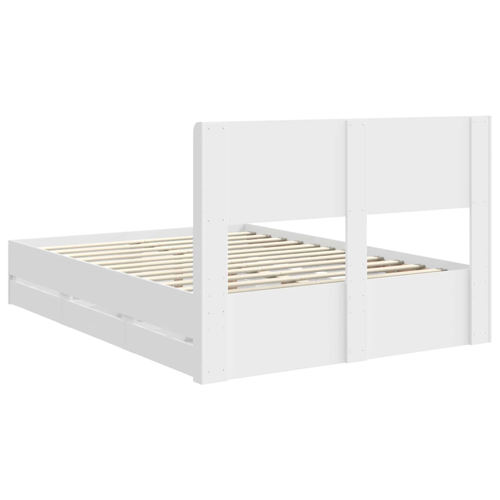 vidaXL Stelaż łóżka z przechowywaniem i zagłówkiem Biały 160 x 200 cm