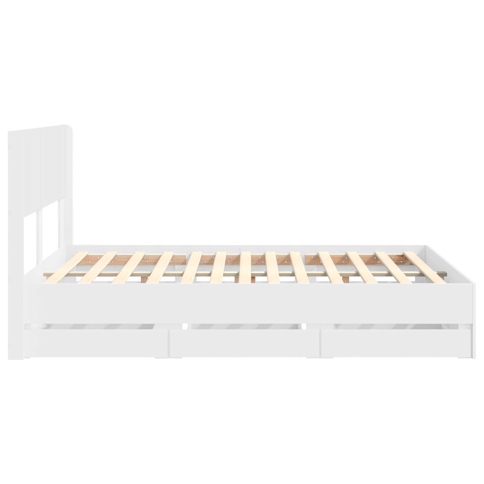 vidaXL Stelaż łóżka z przechowywaniem i zagłówkiem Biały 150 x 200 cm