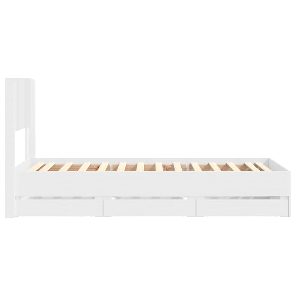 vidaXL Stelaż łóżka z przechowywaniem i zagłówkiem Biały 90 x 190 cm