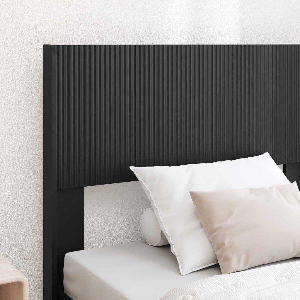 vidaXL Stelaż łóżka z przechowywaniem i zagłówkiem Czarny 75 x 190 cm