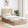 vidaXL Stelaż łóżka z przechowywaniem i zagłówkiem dąb Sonoma