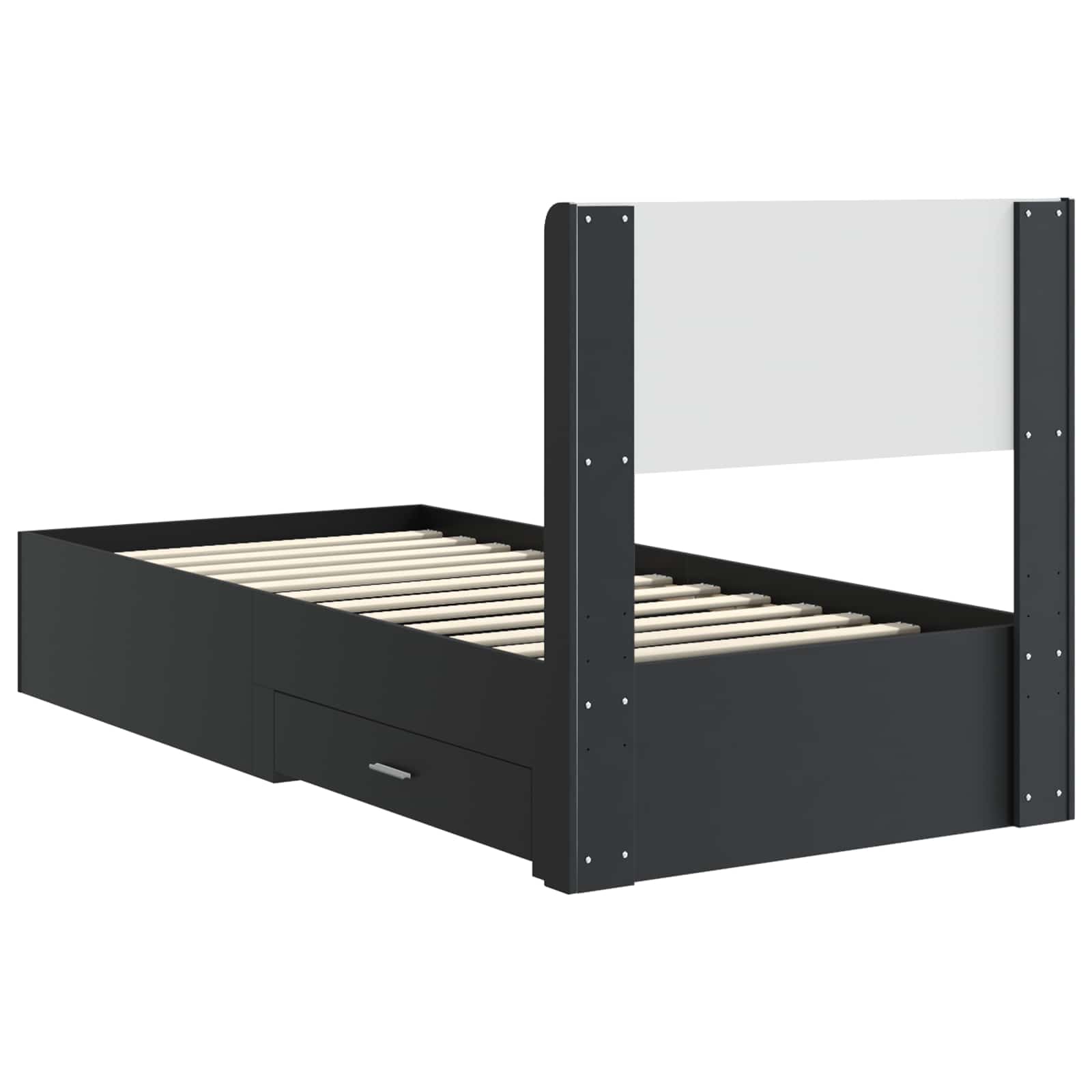 vidaXL Stelaż łóżka z przechowywaniem i zagłówkiem Czarny 75 x 190 cm