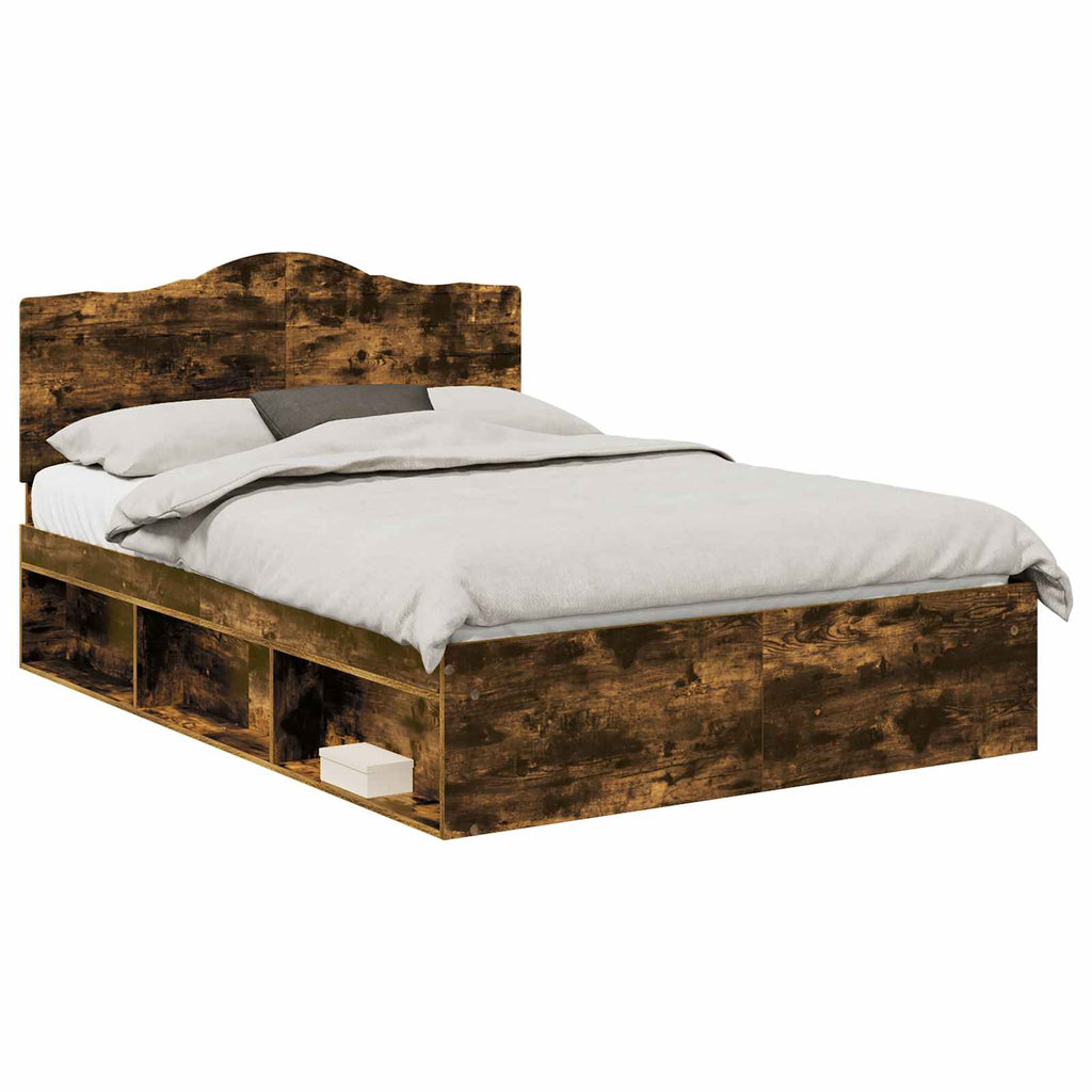 vidaXL Ramka łóżka Dąb wędzony 150 x 200 cm Lite drewno sosnowe