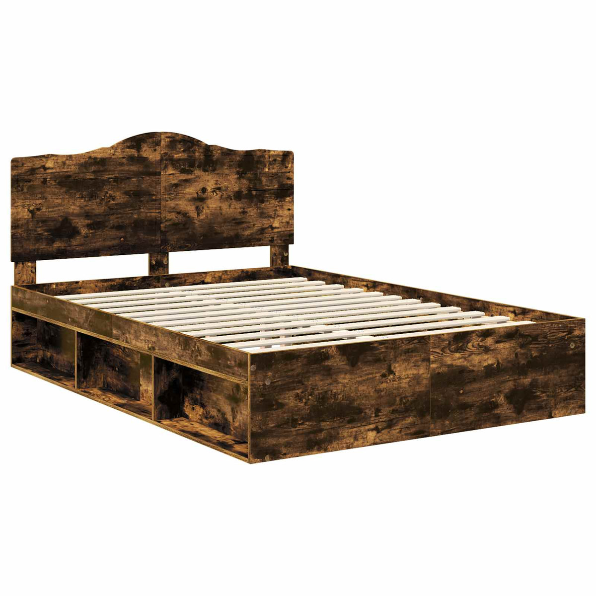 vidaXL Ramka łóżka Dąb wędzony 150 x 200 cm Lite drewno sosnowe