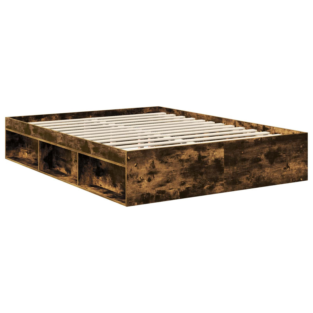 vidaXL Ramka łóżka Dąb wędzony 150 x 200 cm Lite drewno sosnowe