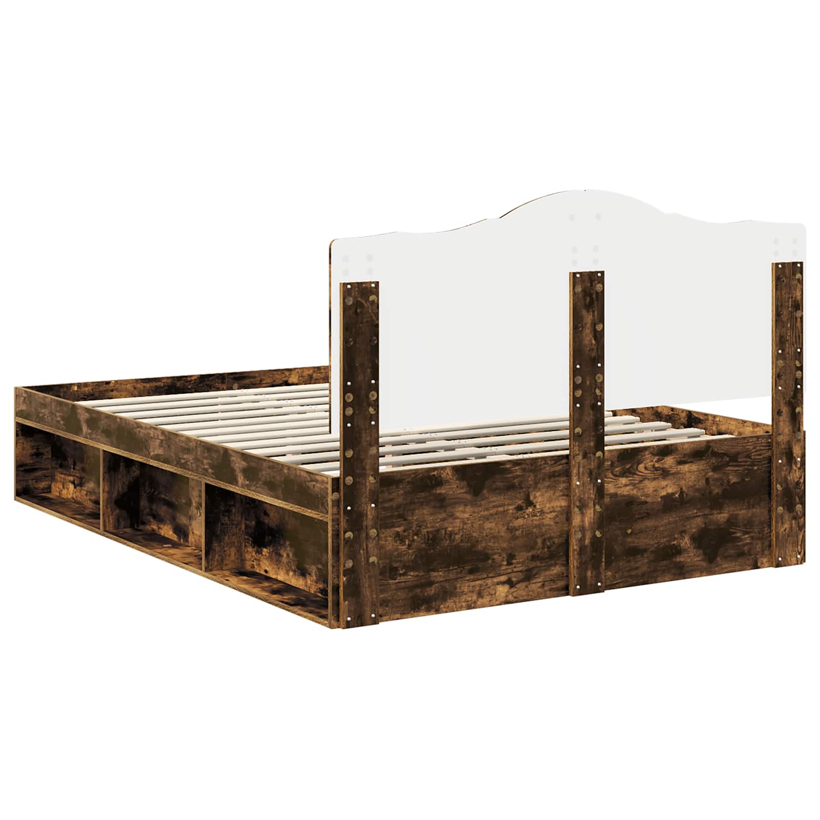 vidaXL Ramka łóżka Dąb wędzony 150 x 200 cm Lite drewno sosnowe