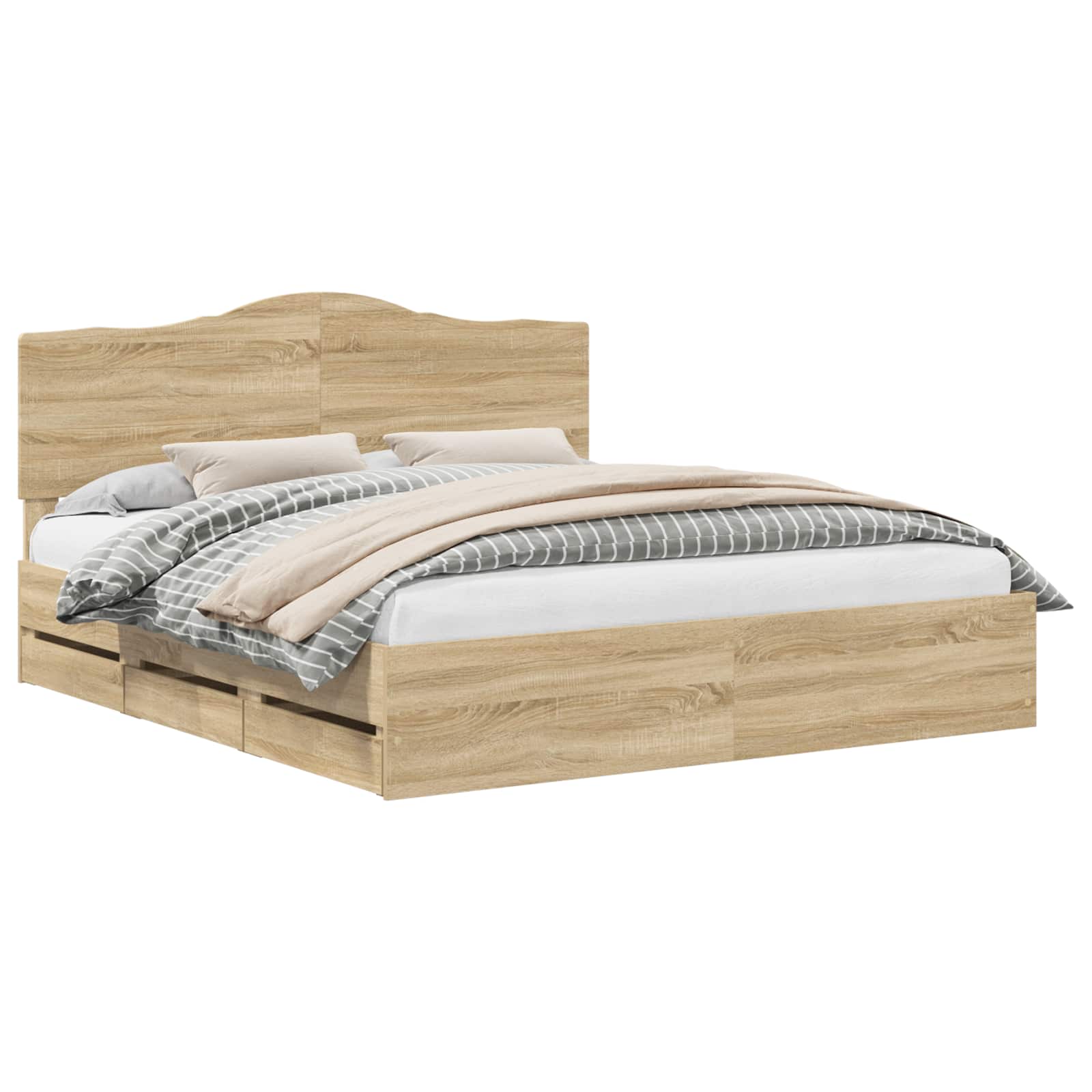 vidaXL Ramka łóżka Dąb Sonoma 200 x 200 cm Drewno inżynieryjne