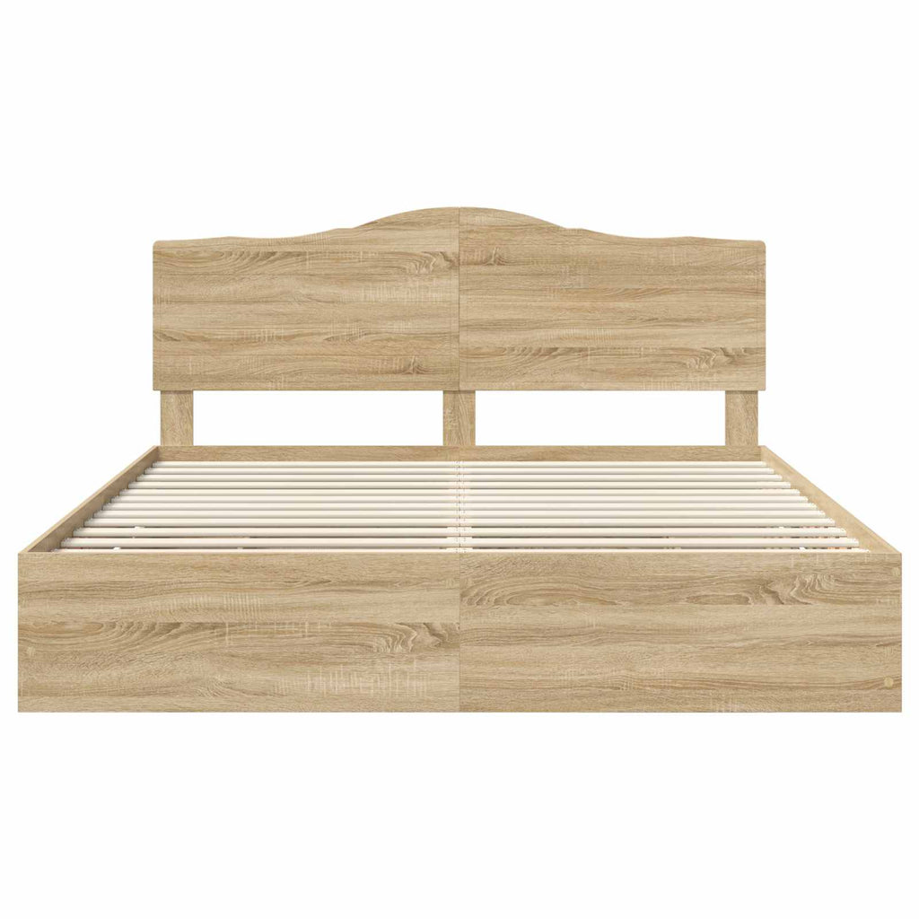 vidaXL Ramka łóżka Dąb Sonoma 200 x 200 cm Drewno inżynieryjne