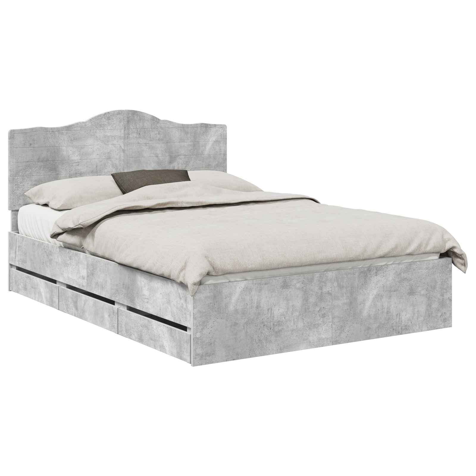vidaXL Ramka łóżka Betonowy szary 160 x 200 cm Drewno inżynieryjne