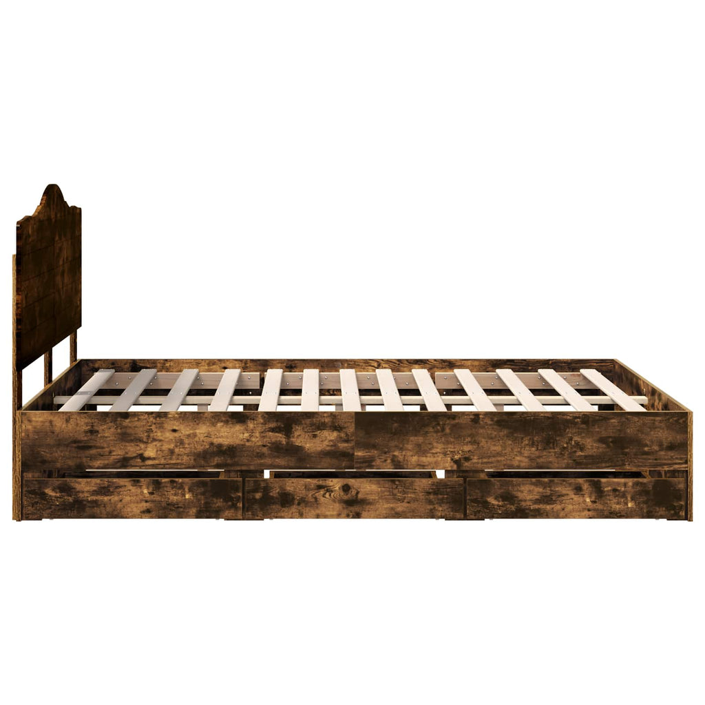 vidaXL Ramka łóżka Dąb wędzony 160 x 200 cm Drewno inżynieryjne