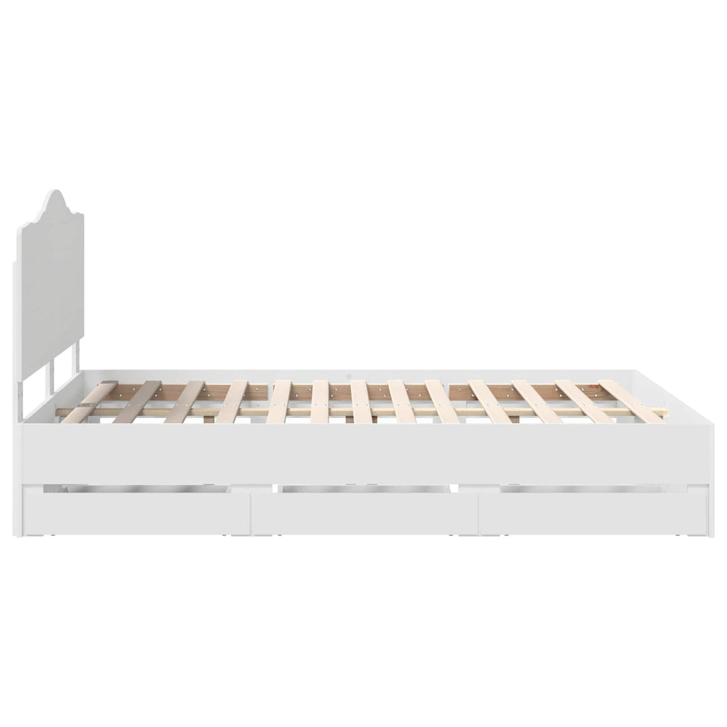 vidaXL Ramka łóżka z szufladą Biały 150 x 200 cm Drewno inżynieryjne