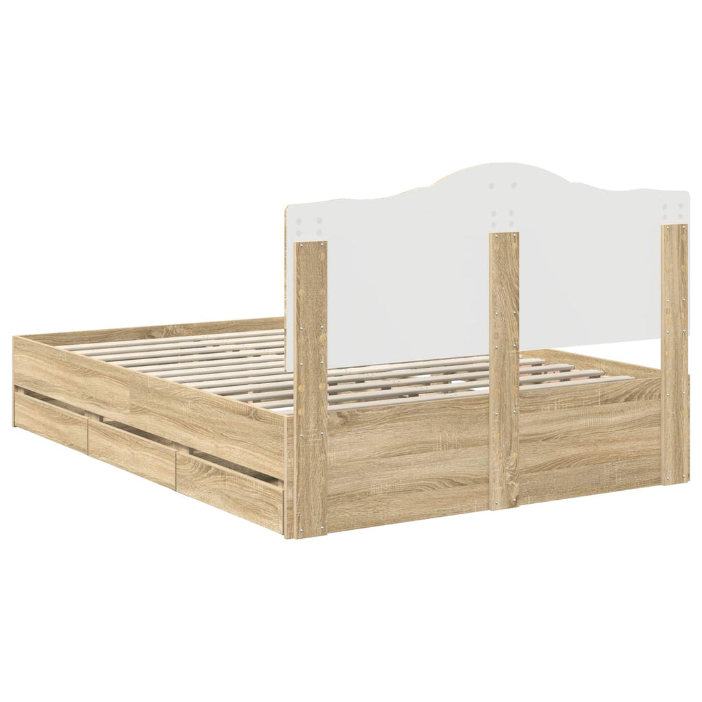 vidaXL Ramka łóżka dąb Sonoma 150 x 200 cm Drewno inżynieryjne