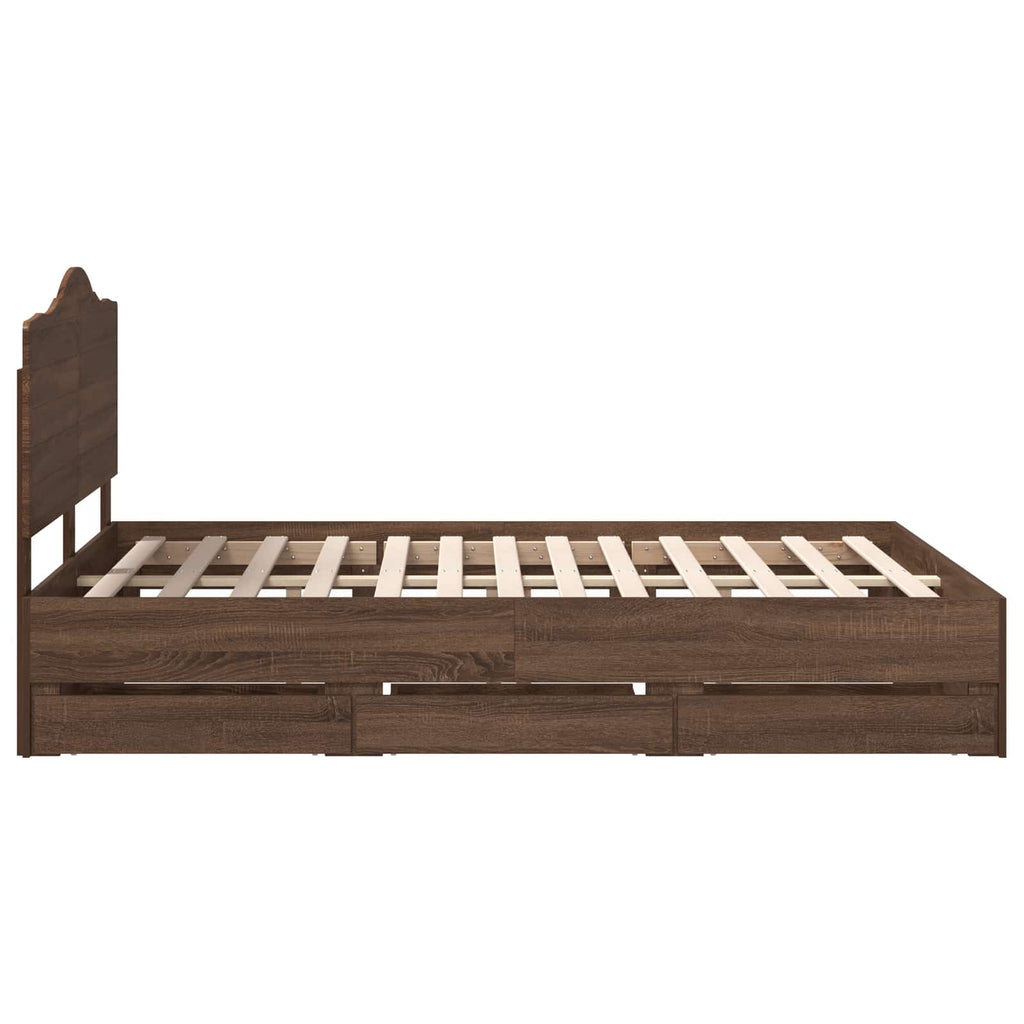 vidaXL Ramka łóżka Brązowy dąb 150 x 200 cm Drewno inżynieryjne