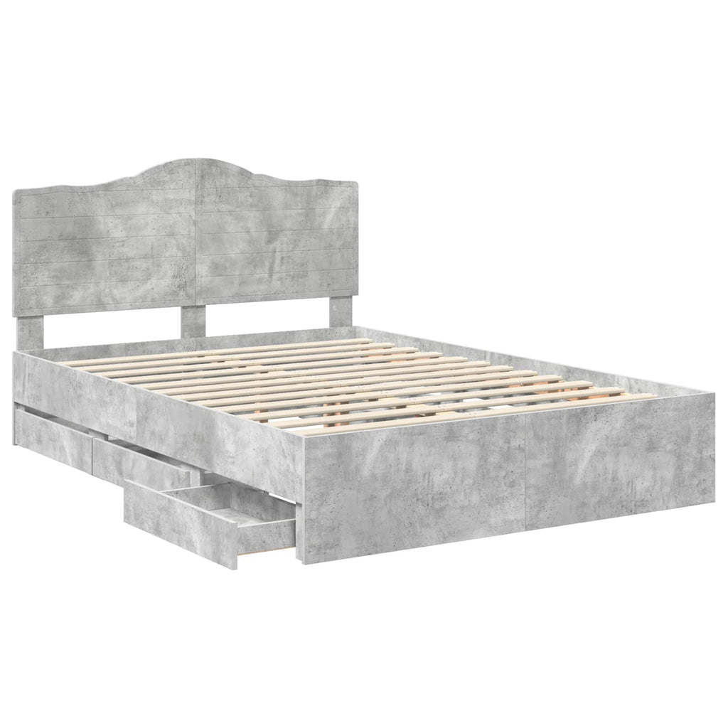 vidaXL Ramka łóżka Betonowy Szary 140 x 200 cm Drewno inżynieryjne