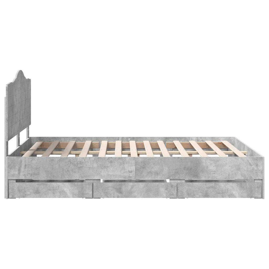 vidaXL Ramka łóżka Betonowy Szary 140 x 200 cm Drewno inżynieryjne