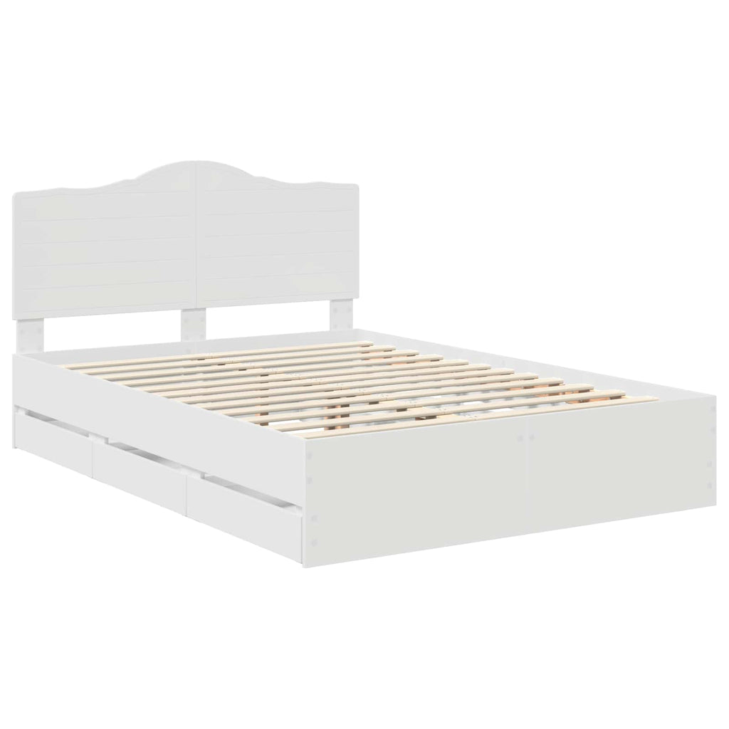 vidaXL Ramka łóżka z szufladą Biały 140 x 190 cm Drewno inżynieryjne