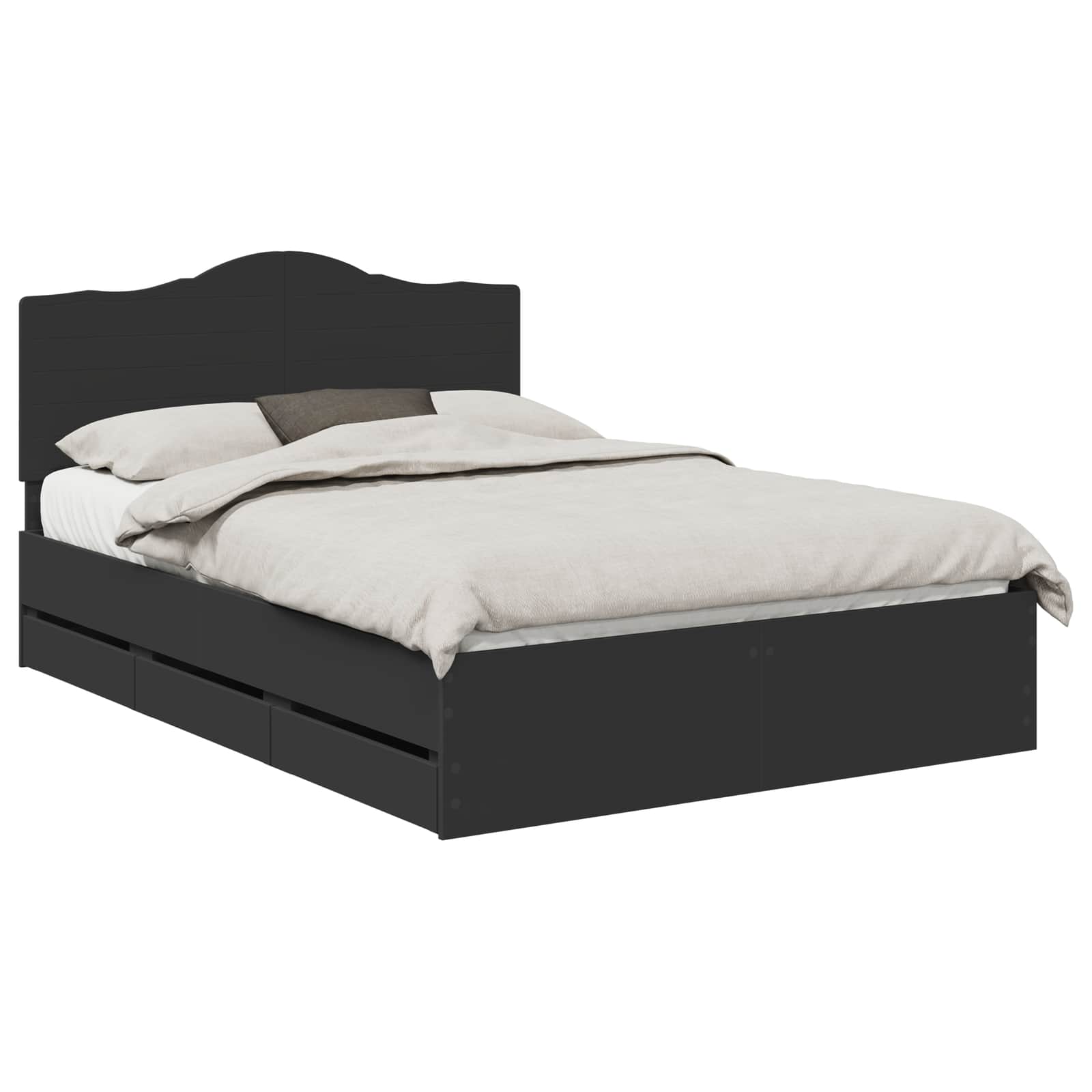 vidaXL Ramka łóżka z szufladą Czarny 140 x 190 cm Drewno inżynieryjne