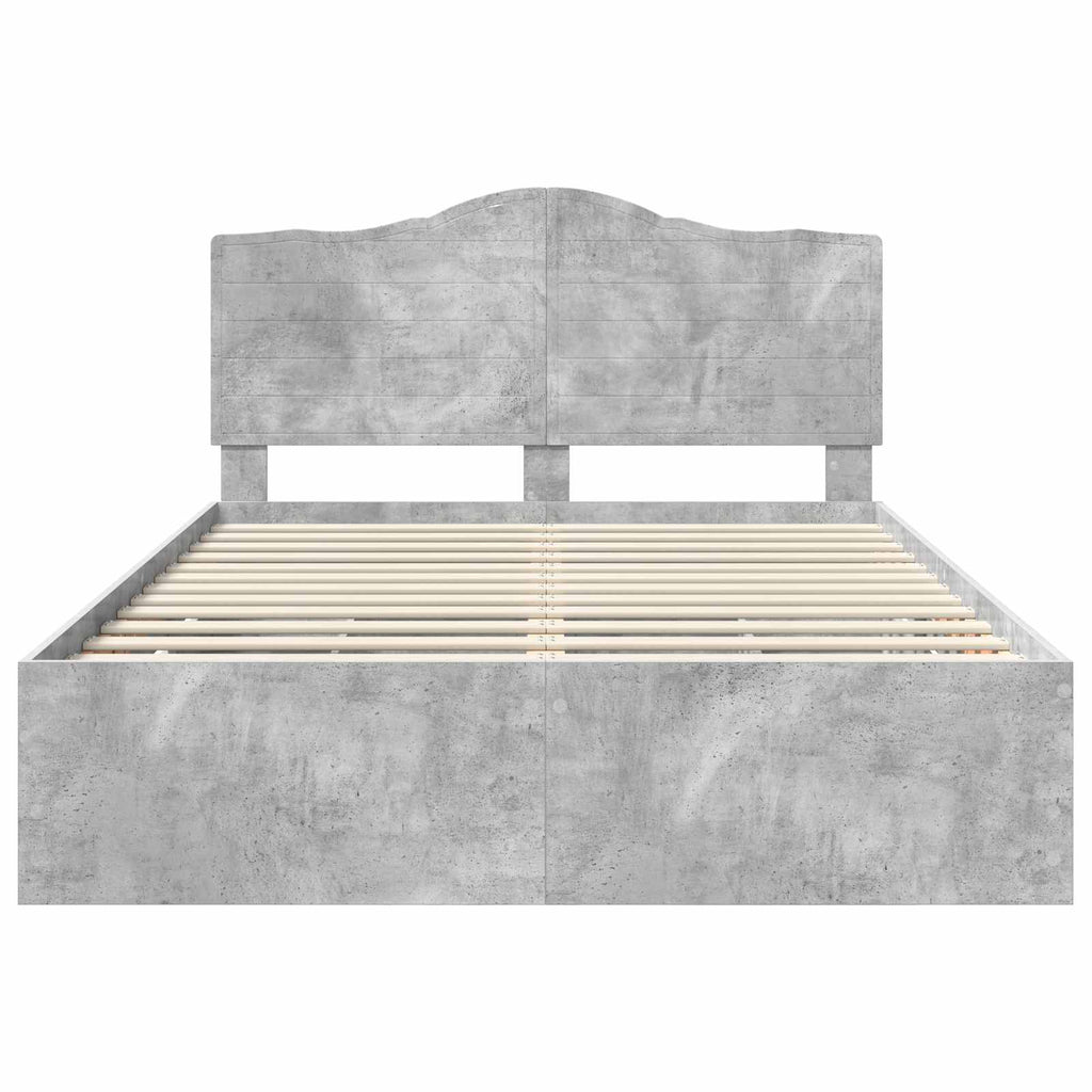 vidaXL Ramka łóżka Betonowy Szary 140 x 190 cm Drewno inżynieryjne