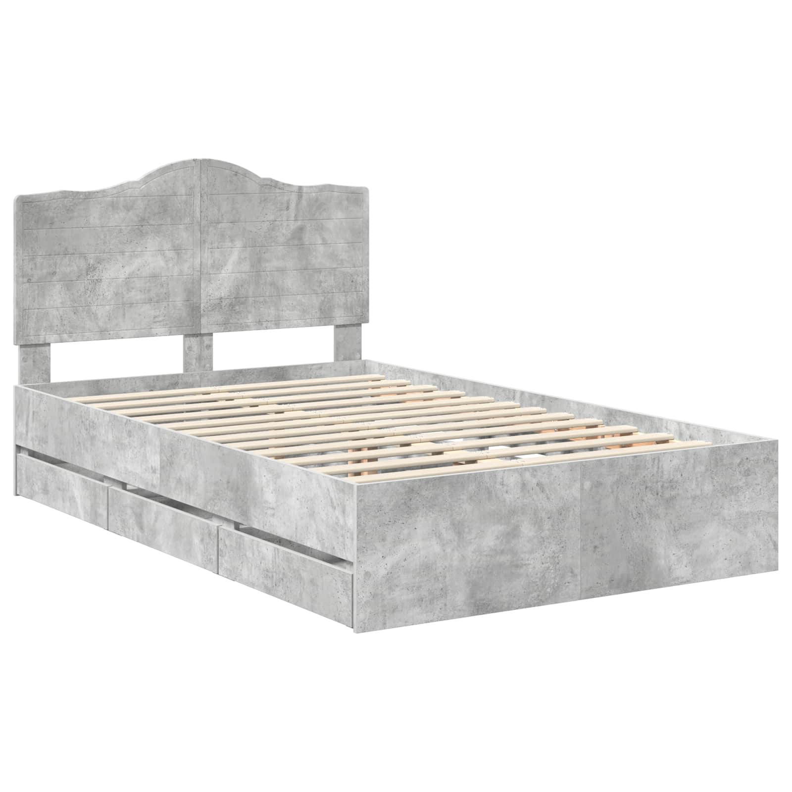 vidaXL Ramka łóżka Betonowy Szary 135 x 190 cm Drewno inżynieryjne