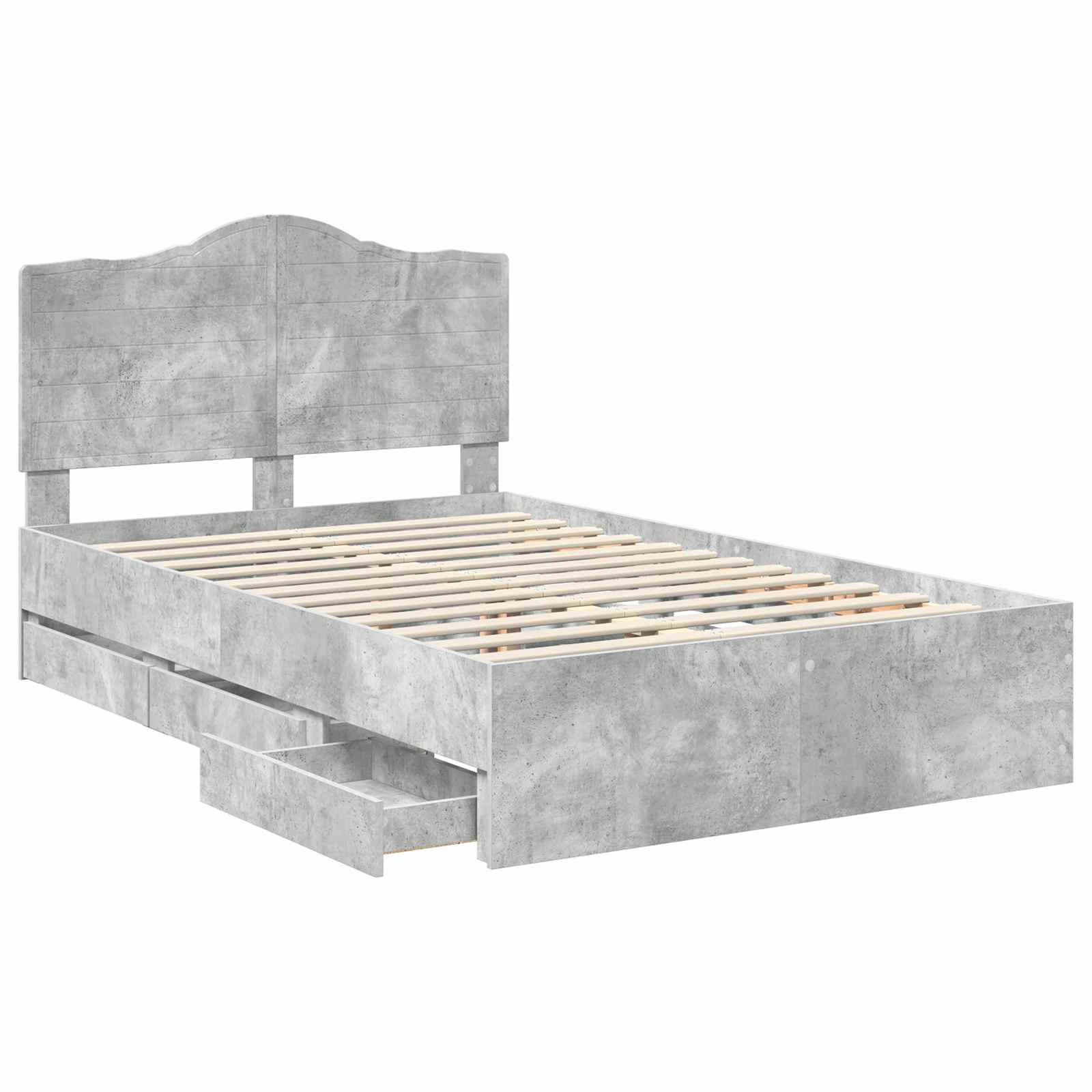 vidaXL Ramka łóżka Betonowy Szary 135 x 190 cm Drewno inżynieryjne