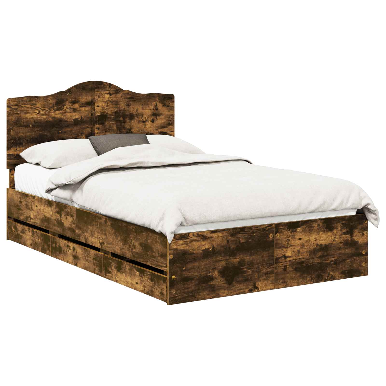vidaXL Ramka łóżka Dąb Wędzony 135 x 190 cm Drewno inżynieryjne