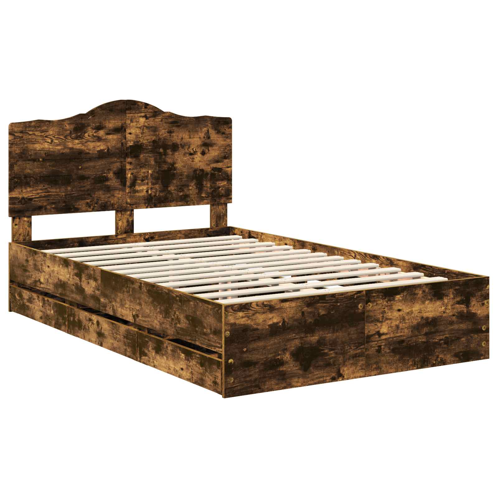 vidaXL Ramka łóżka Dąb Wędzony 135 x 190 cm Drewno inżynieryjne