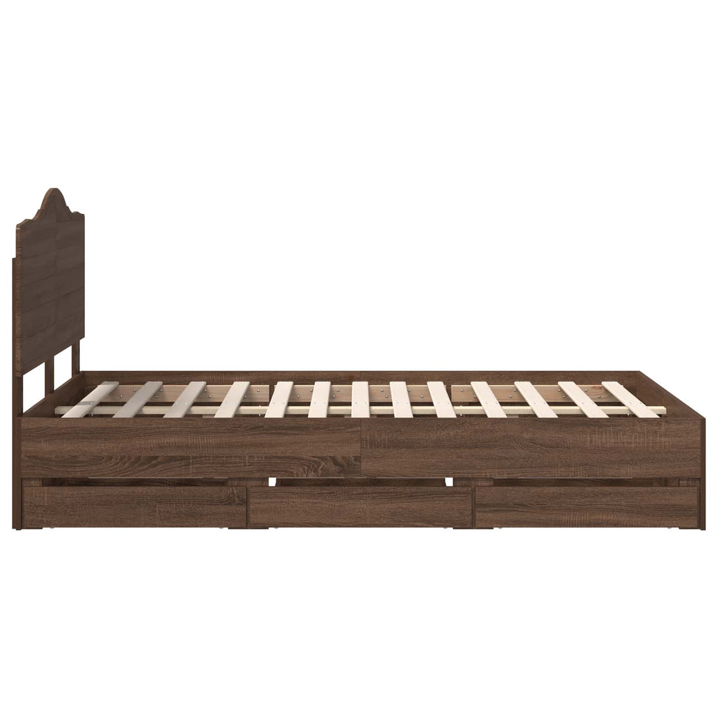 vidaXL Ramka łóżka Brązowy dąb 135 x 190 cm Drewno inżynieryjne