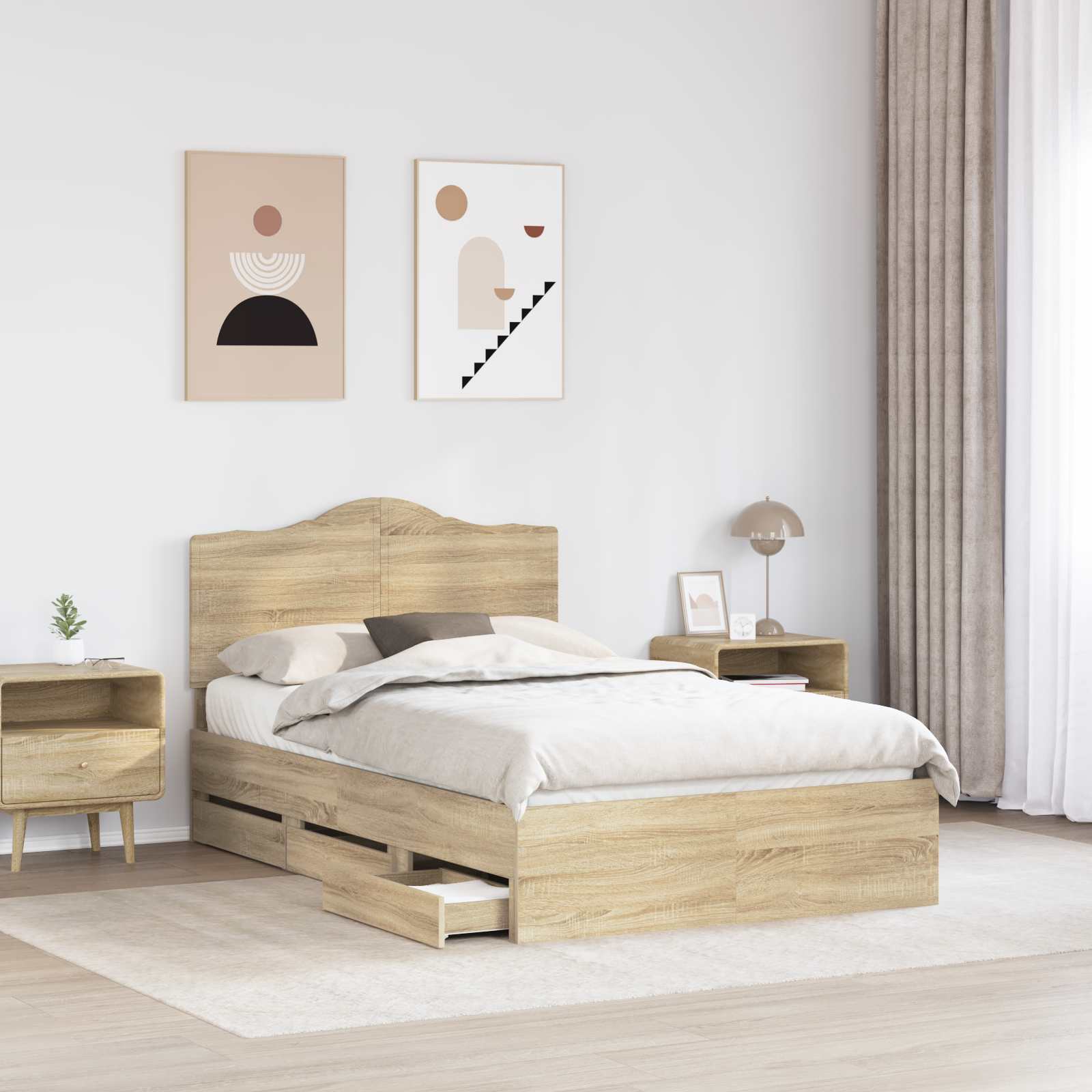 vidaXL Ramka łóżka Dąb Sonoma 120 x 200 cm Drewno inżynieryjne