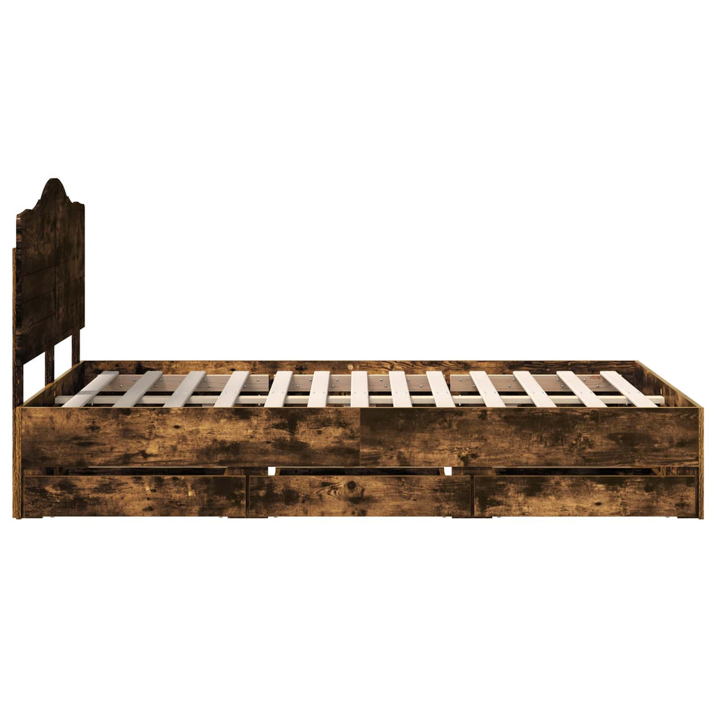 vidaXL Ramka łóżka Dąb Wędzony 120 x 200 cm Drewno inżynieryjne