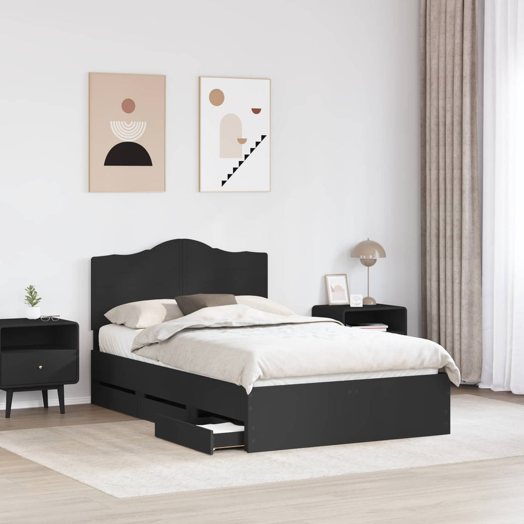 vidaXL Ramka łóżka z szufladą Czarny 120 x 190 cm Drewno inżynieryjne