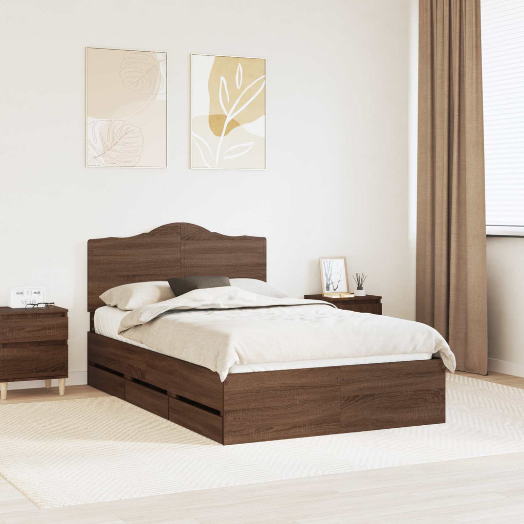 vidaXL Ramka łóżka Dąb brązowy 120 x 190 cm Drewno inżynieryjne