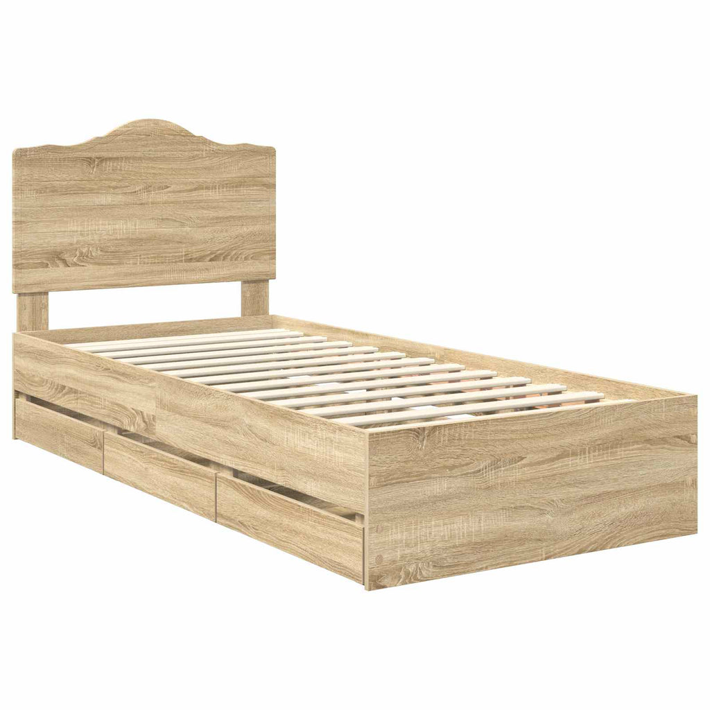 vidaXL Ramka łóżka Dąb Sonoma 100 x 200 cm Drewno inżynieryjne