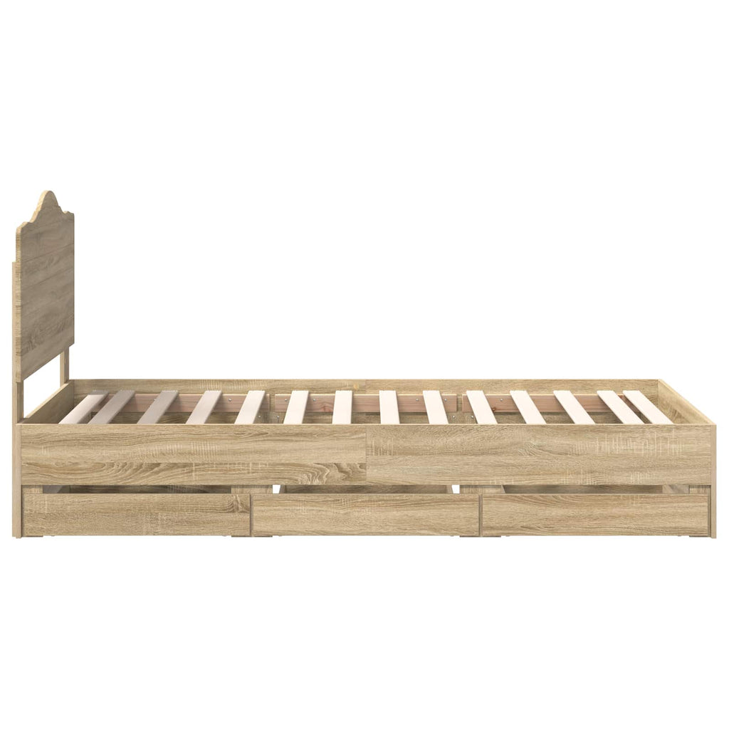 vidaXL Ramka łóżka Dąb Sonoma 100 x 200 cm Drewno inżynieryjne