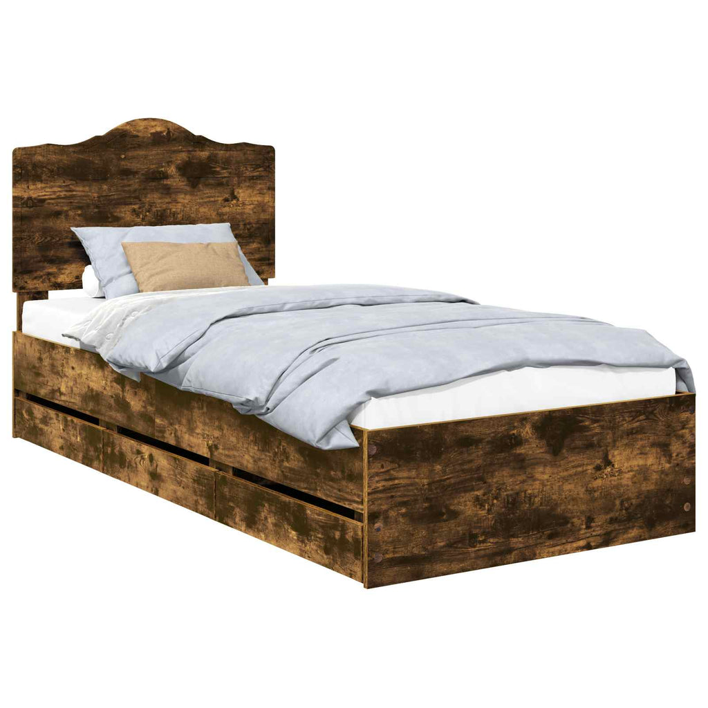 vidaXL Ramka łóżka Dąb Wędzony 100 x 200 cm Drewno inżynieryjne