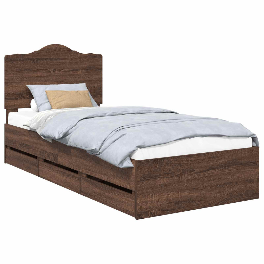 vidaXL Ramka łóżka Dąb brązowy 100 x 200 cm Drewno inżynieryjne