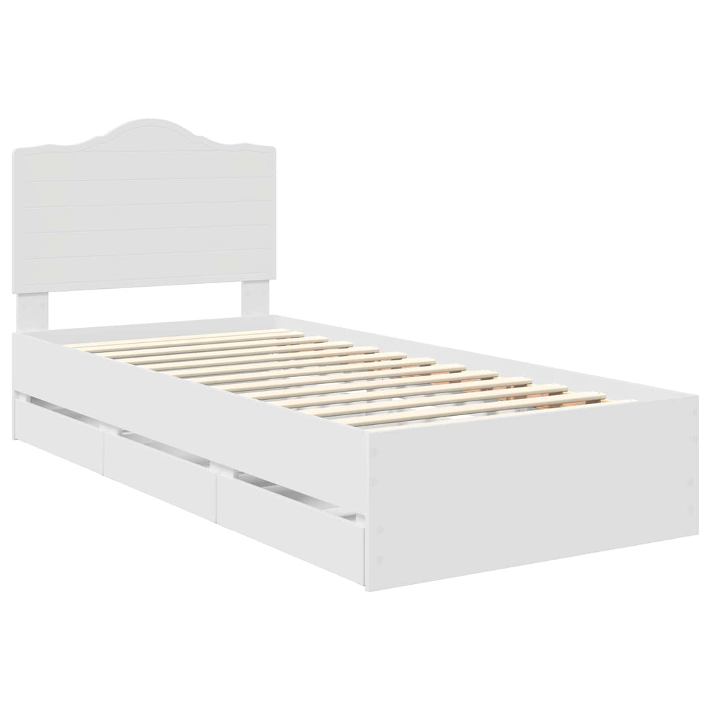 vidaXL Ramka łóżka z szufladą Biały 90 x 200 cm Drewno inżynieryjne